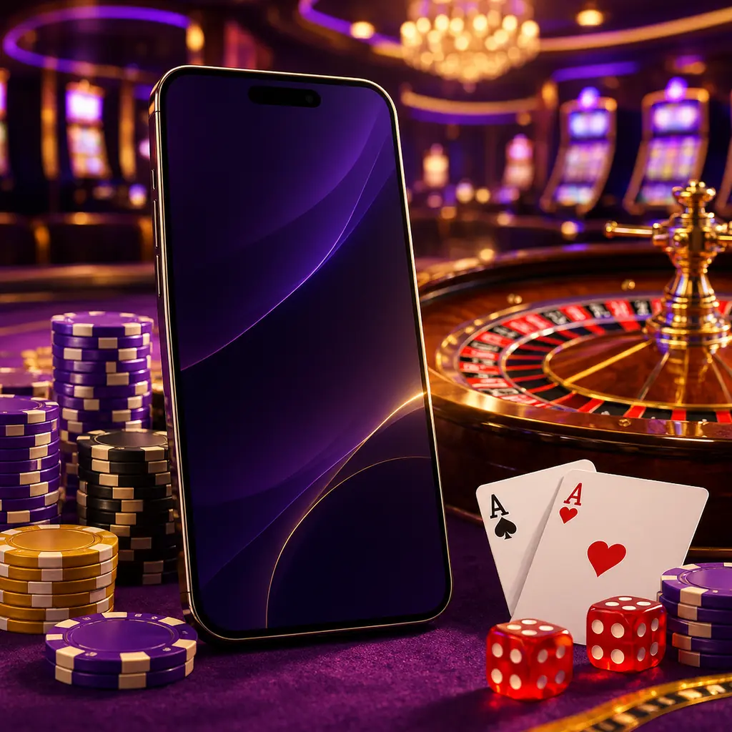 Ponsel di dekat meja roulette casino