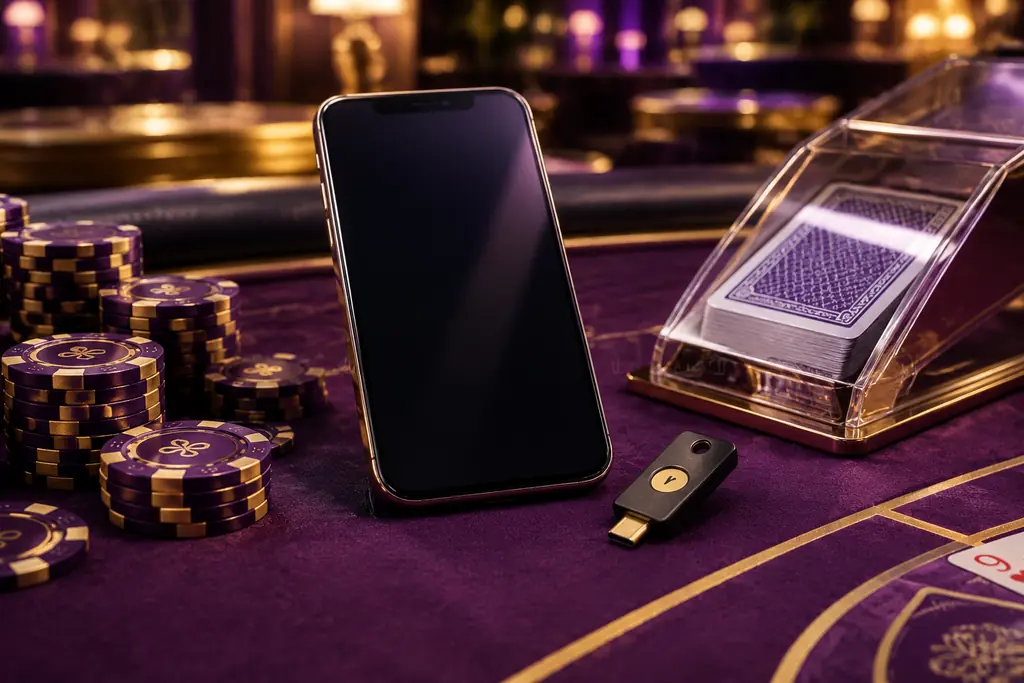 Ponsel dan kunci fisik pada meja casino